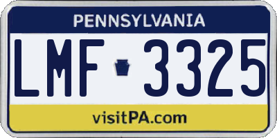 PA license plate LMF3325