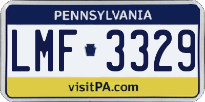PA license plate LMF3329
