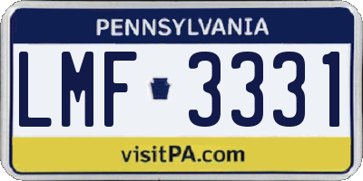PA license plate LMF3331