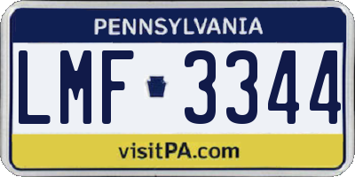 PA license plate LMF3344
