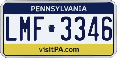 PA license plate LMF3346