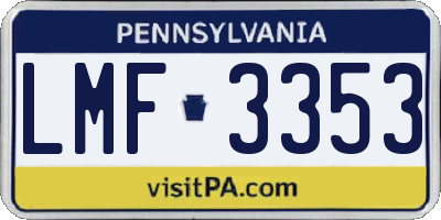 PA license plate LMF3353