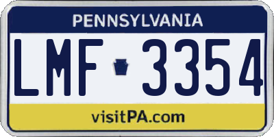 PA license plate LMF3354