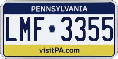 PA license plate LMF3355