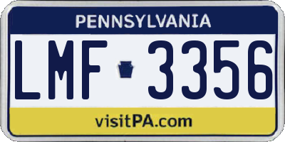 PA license plate LMF3356