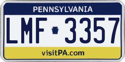 PA license plate LMF3357