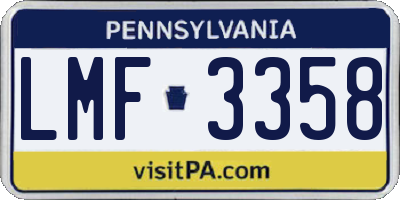 PA license plate LMF3358
