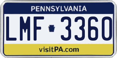 PA license plate LMF3360