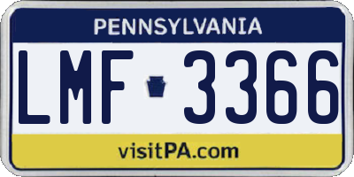 PA license plate LMF3366