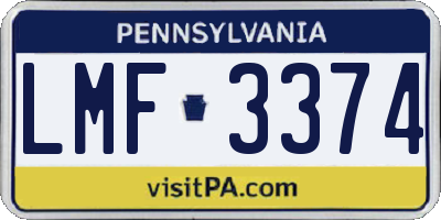 PA license plate LMF3374