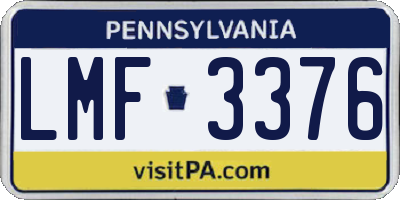 PA license plate LMF3376