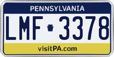 PA license plate LMF3378
