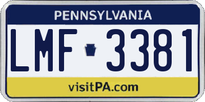 PA license plate LMF3381