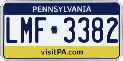 PA license plate LMF3382