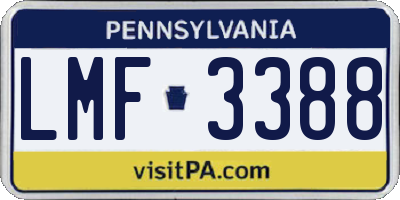 PA license plate LMF3388