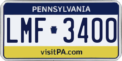 PA license plate LMF3400