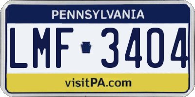 PA license plate LMF3404