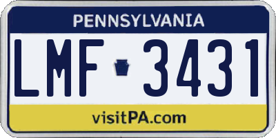 PA license plate LMF3431