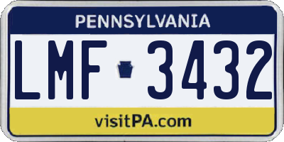 PA license plate LMF3432
