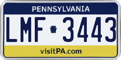PA license plate LMF3443