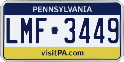PA license plate LMF3449