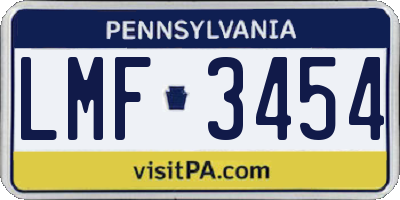 PA license plate LMF3454