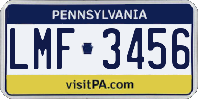 PA license plate LMF3456