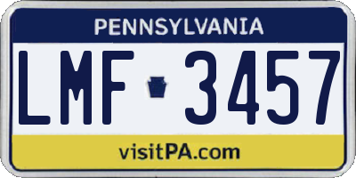 PA license plate LMF3457