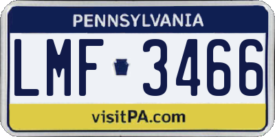 PA license plate LMF3466