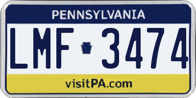 PA license plate LMF3474