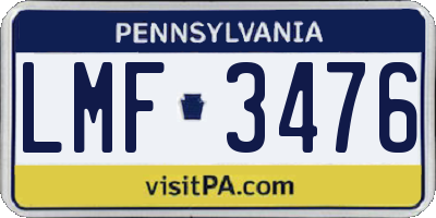 PA license plate LMF3476