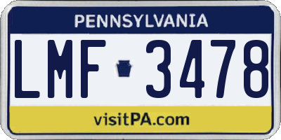 PA license plate LMF3478