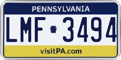 PA license plate LMF3494