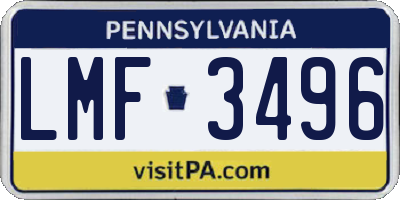 PA license plate LMF3496
