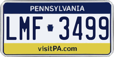 PA license plate LMF3499