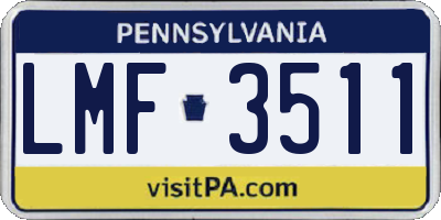 PA license plate LMF3511
