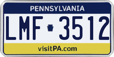 PA license plate LMF3512