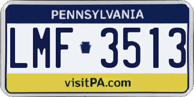 PA license plate LMF3513