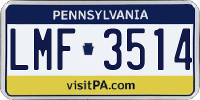 PA license plate LMF3514
