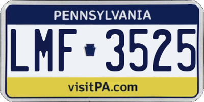 PA license plate LMF3525