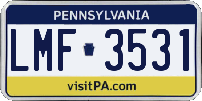 PA license plate LMF3531