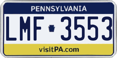PA license plate LMF3553