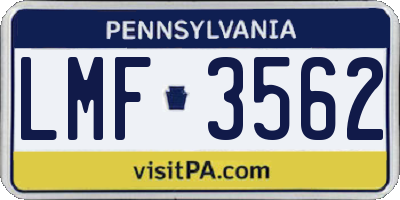 PA license plate LMF3562