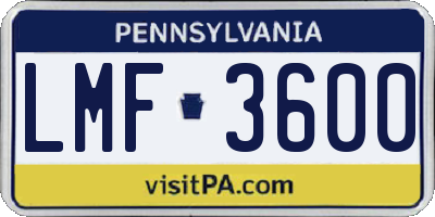 PA license plate LMF3600