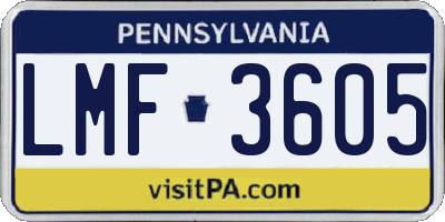 PA license plate LMF3605