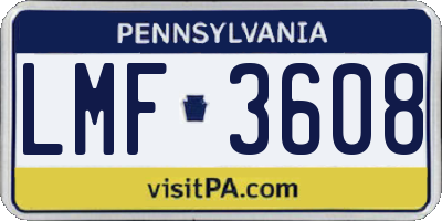 PA license plate LMF3608