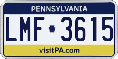 PA license plate LMF3615