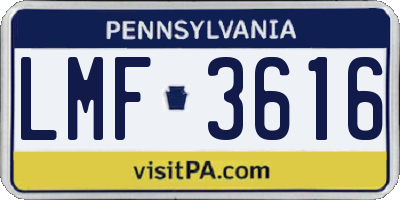 PA license plate LMF3616