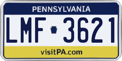 PA license plate LMF3621