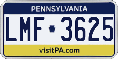PA license plate LMF3625